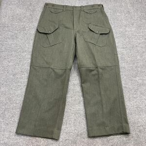 VTG Filson Wool Pants Mens 36x27 Green Hunting Outdoors Cargo Pockets USA 90s